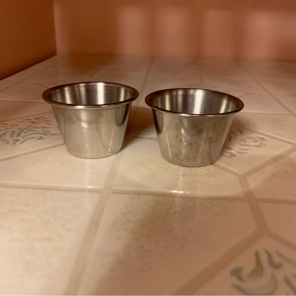 Set of 2 Stainless Steel Condiment Cups Dressing Cups Serveware - Picture 5 of 7